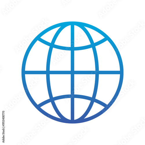 Blue gradient global icon (world icon, globe icon, globe mark) vector illustration, single item.
