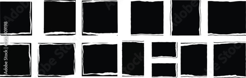 Abstract artwork of black rectangles on white background