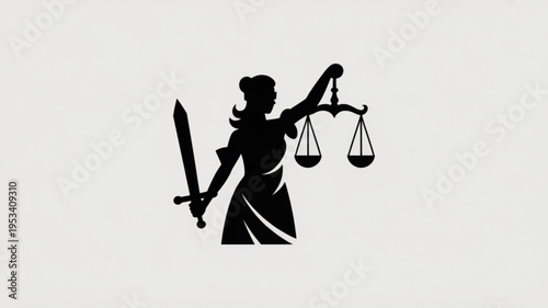 Justice symbol with scales and sword representing law and order fairness and balance