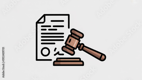 Judge gavel smashing through legal document contract law concept