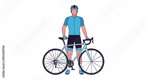 Cyclist with bicycle ready for cycling race or training session