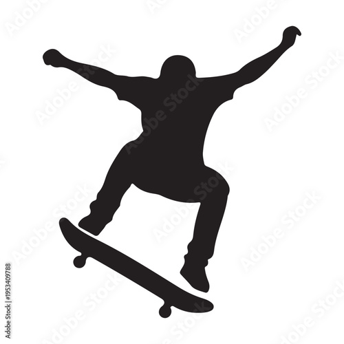 Skateboarder Performing Trick Silhouette Vector Icon