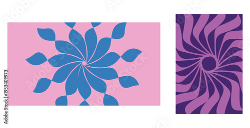 Abstract spiral floral pattern background with vibrant colorful petals and psychedelic swirl design.