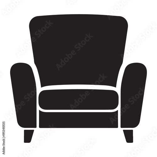 armchair sofa vector icon in trendy flat design 