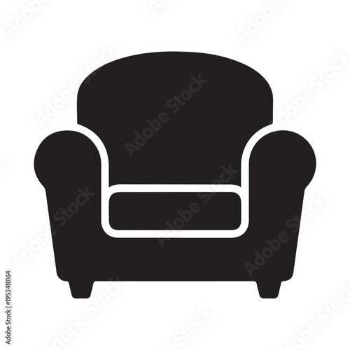 armchair sofa vector icon in trendy flat design 