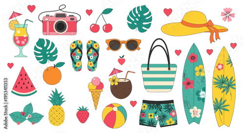 Vibrant Summer Vacation Beach Accessories Collection.