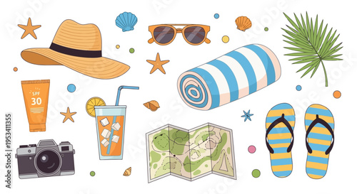 Summer Vacation Beach Essentials Collection.