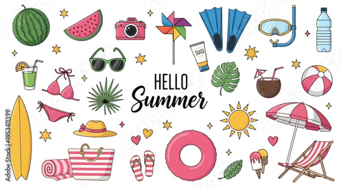 Collection of Summer Vacation and Beach Elements.