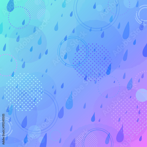 雨と抽象模様のグラデーション背景2_正方形