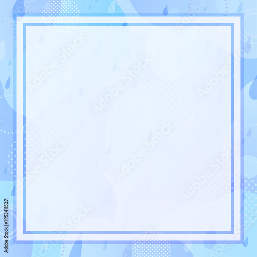 水彩風の雨と波紋のシンプルな四角フレーム1_正方形