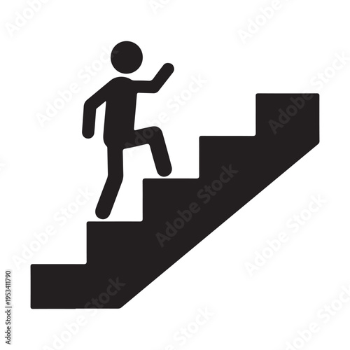 Person climbing stairs success growth progress