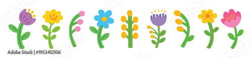 Φωτογραφία Bold Cute Folk Floral Vector Set – Naive Flower Collection for Spring Summer Design