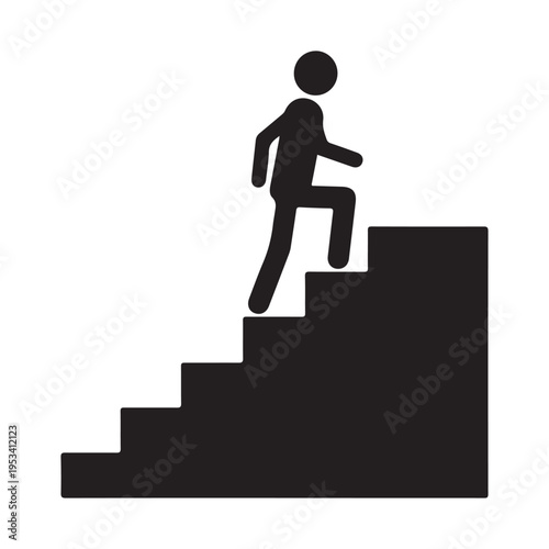 Person climbing stairs success growth progress