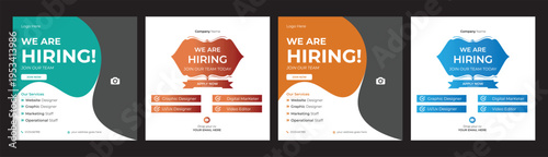 We are hiring job vacancy web banner and social media post template We are hiring job vacancy social media post or square web banner template