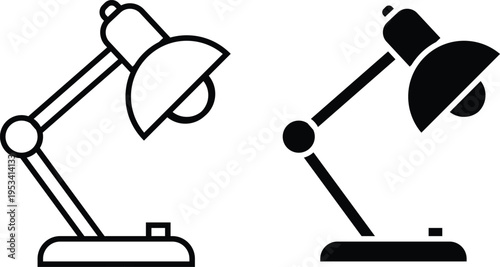 Two black desk lamps with adjustable arms and shades office lighting