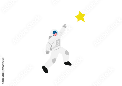 シンプルで可愛い宇宙飛行士のイラスト