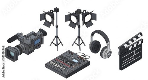 Filmmaking equipment set for professional video production.