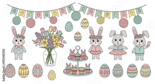 Easter Celebration Decorations and Treats Collection.