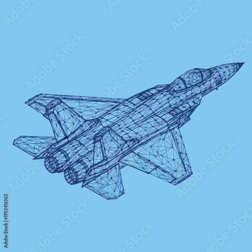 Detailed Sketch of Fighter Jet Aircraft.
