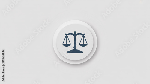 Justice scale icon on white background symbolizing law and balance