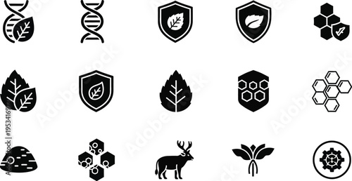 Biotechnology and organic science icons for natural and safe products