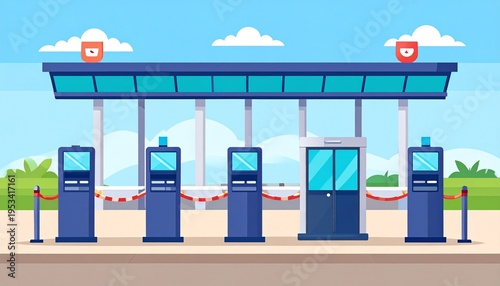 Automated Payment Toll Booth with Barriers