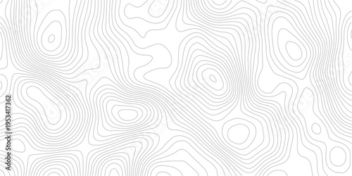 Topographic map seamless pattern contour lines on white background vector illustration for cartography and geography projects