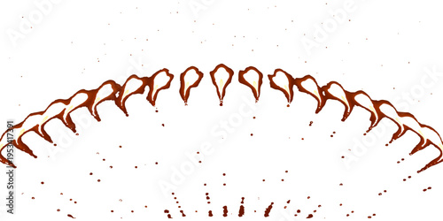 A grunge baseball background featuring a dirty ball on a red backdrop with artistic blood splatters, ink drops, and a watercolor paint texture in a vector illustration design