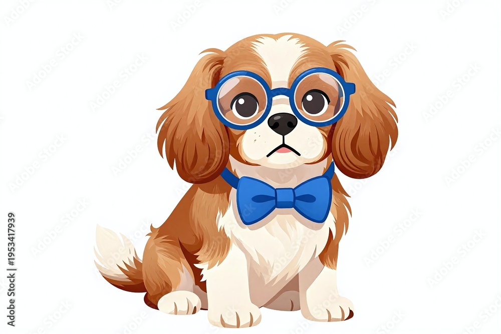 Obraz premium A small dog wearing glasses and a bow tie