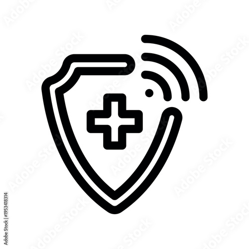 Smart Medical Security Shield Outline Illustration