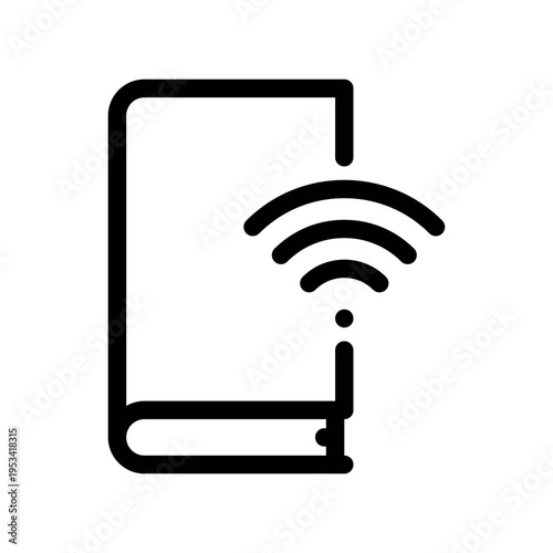 Closed Smart Book Wireless Signal Outline Symbol