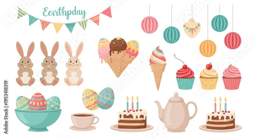 Easter Celebration Food and Decorations Collection.