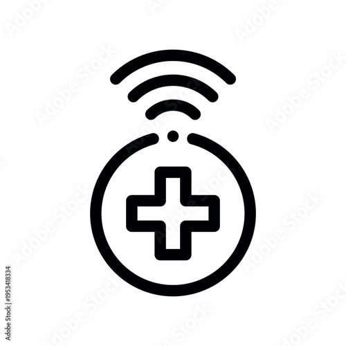 Wireless Digital Healthcare Network Outline Icon