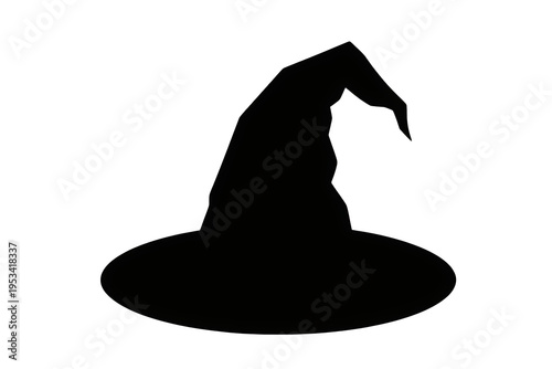 Witch hat silhouette with pointed crown and wide brim for halloween, magic, wizard, costume, fantasy, and occult concepts
