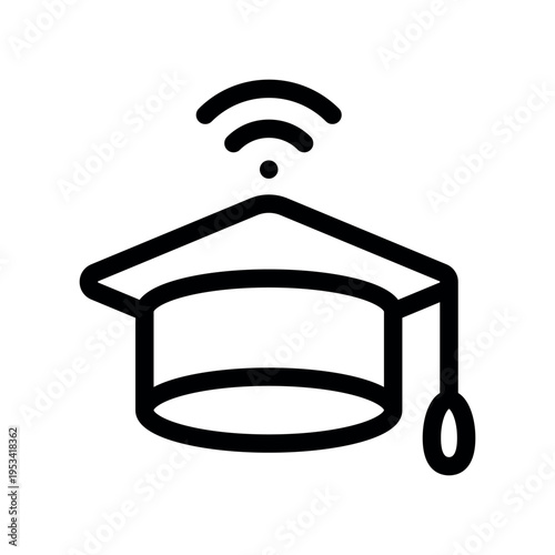 Smart Online Education Graduation Cap Vector Icon