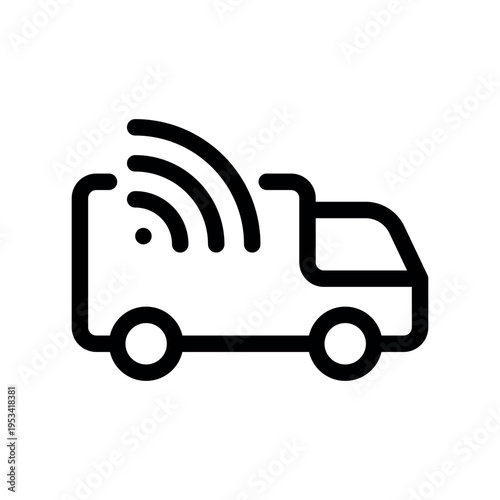 Smart Delivery Tracking Van Wireless Line Graphic