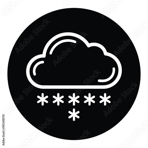 Snowfall weather icon with cloud and snowflakes in circle icon