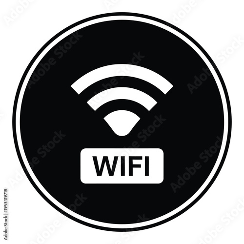 Wifi symbol with signal waves in a circle icon icon