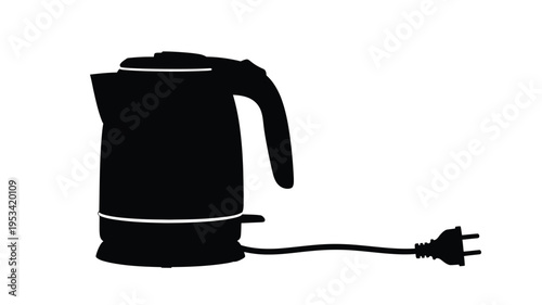 Black electric kettle with a power cord a striking silhouette