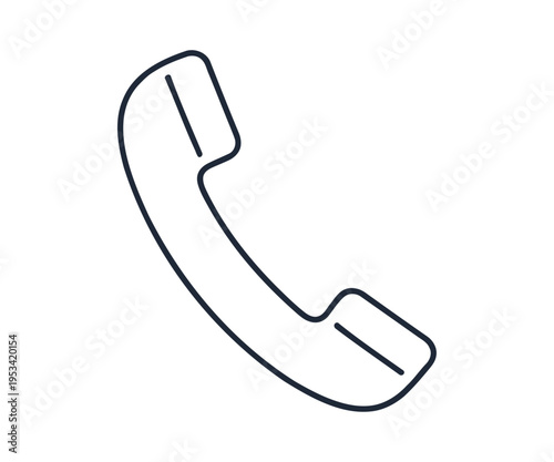 Line drawing of a black telephone handset on white background