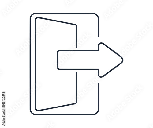 Door with arrow pointing outward symbolizing exit or transition