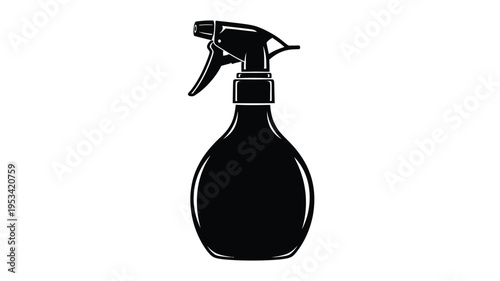 A black spray bottle design sharply defined in silhouette