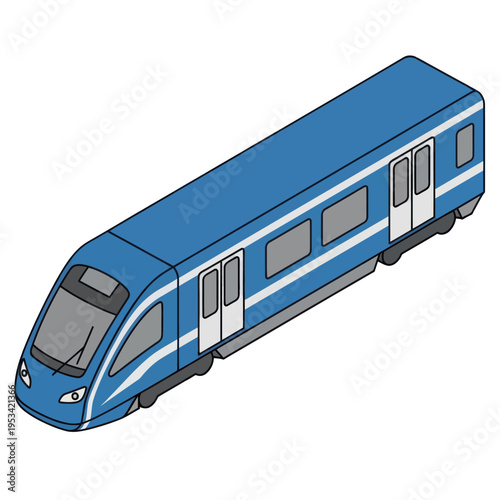 Modern Blue Train with White Stripes.