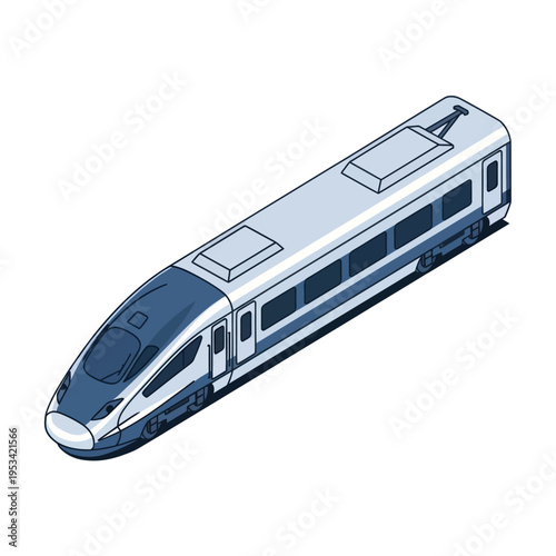 Modern Silver Train with Dark Blue Accents.