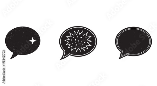 Speech bubbles with different designs on white background  chat icons  communication symbols
