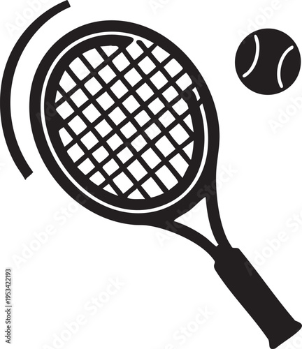 Tennis racket and ball vector illustration - sports equipment graphic eps silhouette
