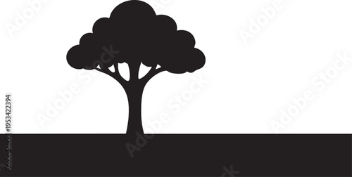 Black tree silhouette vector graphic - downloadable illustration eps