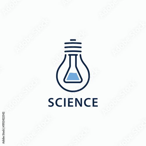 Light bulb with flask glass lab logo design. Science technology simple logo icon sign symbol