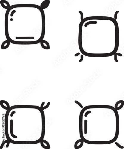 Vector pillow icon set - cushion clip art, home decor graphics eps silhouette