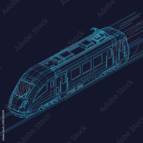 Modern Train with Visible Internal Structure.